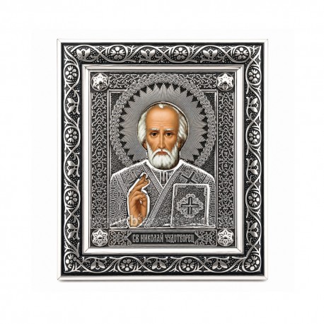 13-240-009 icoana birou metal AG - rama 16x18,5cm - Sf Nicolae 60/bax