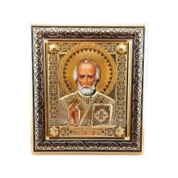 13-241-009 icoana birou metal AU - rama 16x18,5cm - Sf Nicolae 60/bax