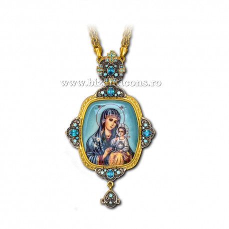 Engolpion Bronz aurit si argintat - email - pietre zirconiu AT 141-12