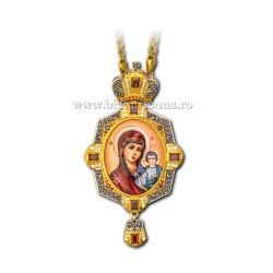 Engolpion Bronz aurit si argintat - email - pietre zirconiu AT 141-16