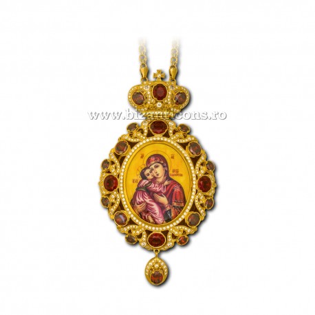 Engolpion Bronz aurit - email - pietre rosii zirconiu AT 141-28