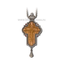 CRUCE Stavrofor argintata lemn sculptat - 10x4,5 cm MT 140-224