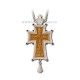 CRUCE Stavrofor argintata - pietre - lemn sculptat - 9x4,5 cm MT 140-230