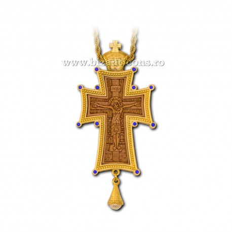 CRUCE Stavrofor aurita - pietre - lemn sculptat - 9x4,5 cm MT 140-231