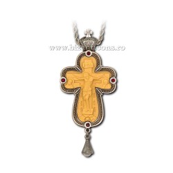 CRUCE Stavrofor argintata - pietre - trifoi - 9,5x4,5 cm MT 140-233