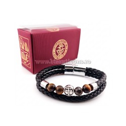 27-809 metanie piele - cruce metal AG + piatra oki de tigru 6/set