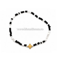 44-23N metanie bile mici negre - sticla - cruce metal 12/set