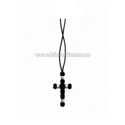 9-16 colier textil negru - bila metal 10/set - 100/pachet