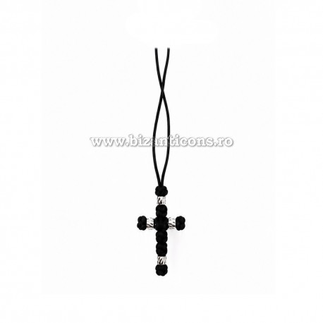 9-16 colier textil negru - bila metal 10/set - 100/pachet