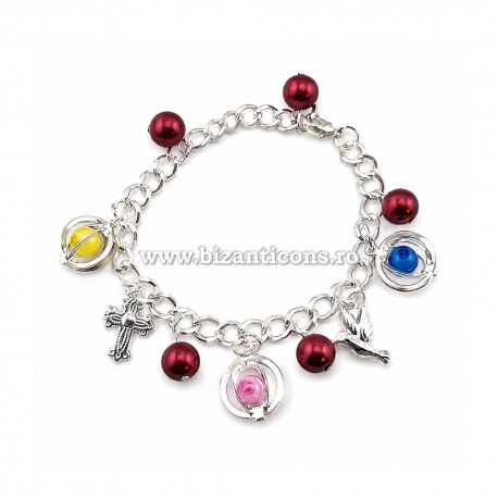 63-43 Metanie metal bile colorate+trandafir - 12/set RTR RED 50%