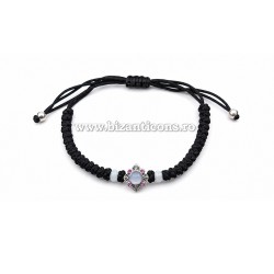 345-38AgR metanie impletita - noduri mari - cruce argintie - bile rosii 10/set 100/set