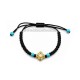 345-39AuT metanie impletita - noduri mari - cruce aurie - bile turquoise 10/set 100/set