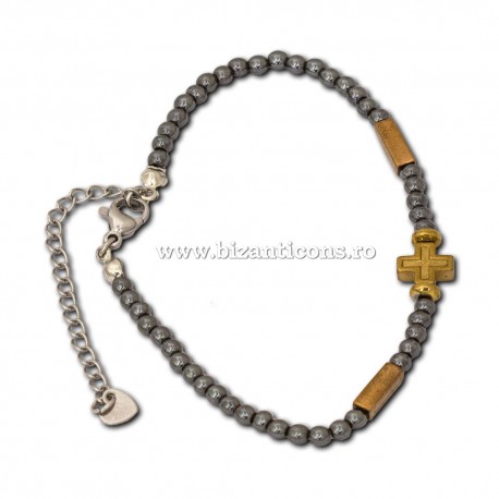14-212 metanie lant - hematit + cruce hematit 12/set