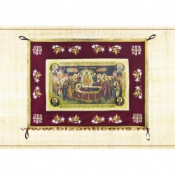 Epitaf Brodat textil - cu icoana printata Adormirea MD - GRENA 108x140 cm
