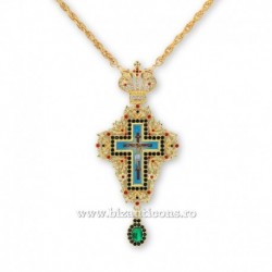 Cruce pectorala aurita - pietre verzi