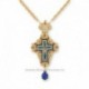 Cruce pectorala aurita - pietre albastre