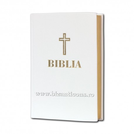 BIBLIA Centenar - 17x25 - PIELE ALBA cotor aurit - mare